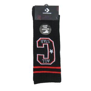 Converse All Star Chucks Varsity Crew Socks Size Large Black Red NEW